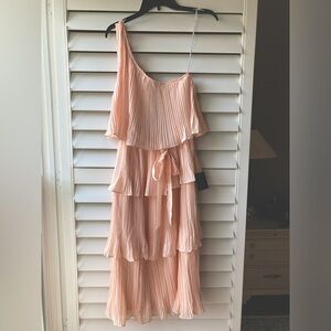 NWT-Light pink off the shoulder tiered dress